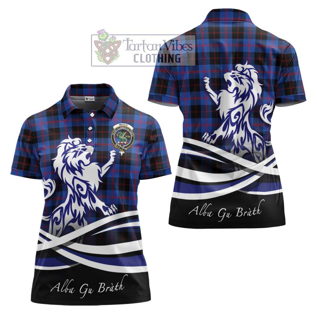 Maule Tartan Women's Polo Shirt with Alba Gu Brath Regal Lion Emblem Women - Tartanvibesclothing Shop