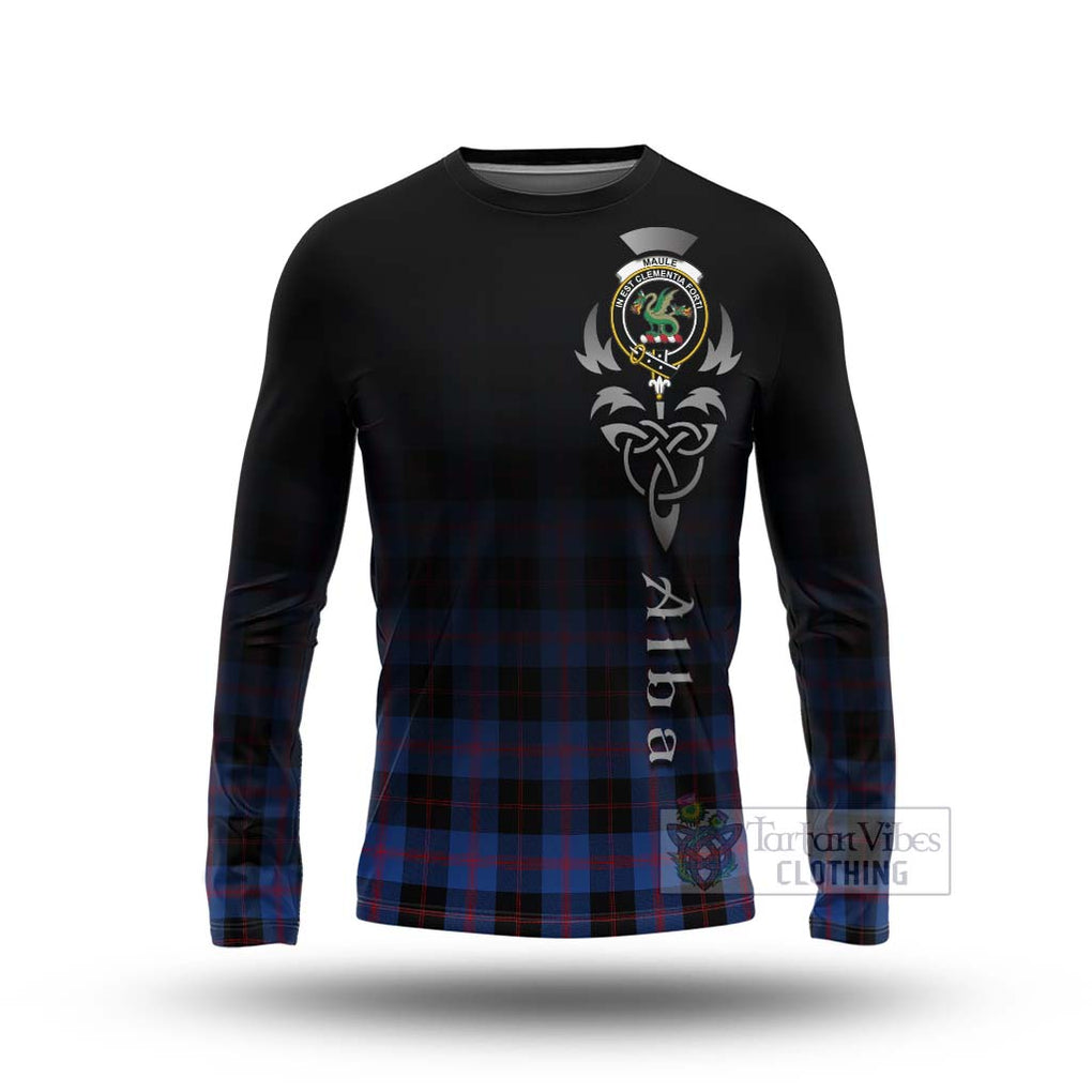 Tartan Vibes Clothing Maule Tartan Long Sleeve T-Shirt Featuring Alba Gu Brath Family Crest Celtic Inspired