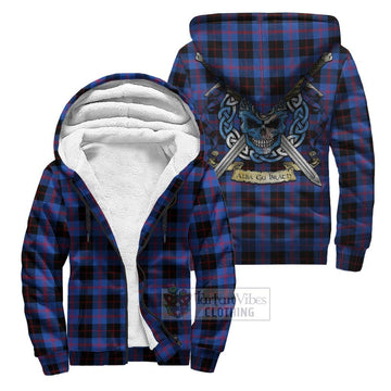 Maule Tartan Sherpa Hoodie with Family Crest Celtic Skull Style