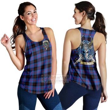 Maule Tartan Women's Racerback Tanks with Family Crest Celtic Skull Style