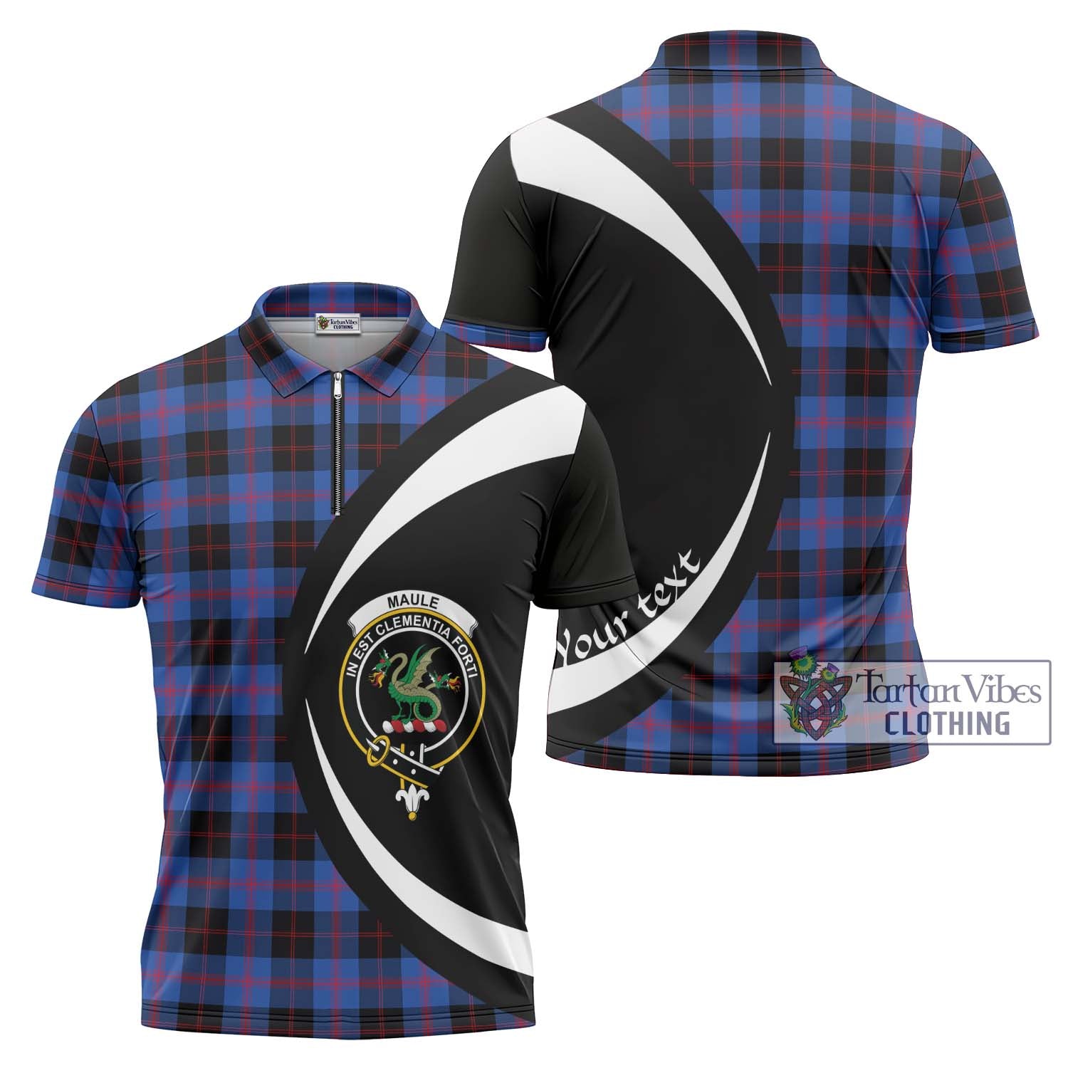 Tartan Vibes Clothing Maule Tartan Zipper Polo Shirt with Family Crest Circle Style