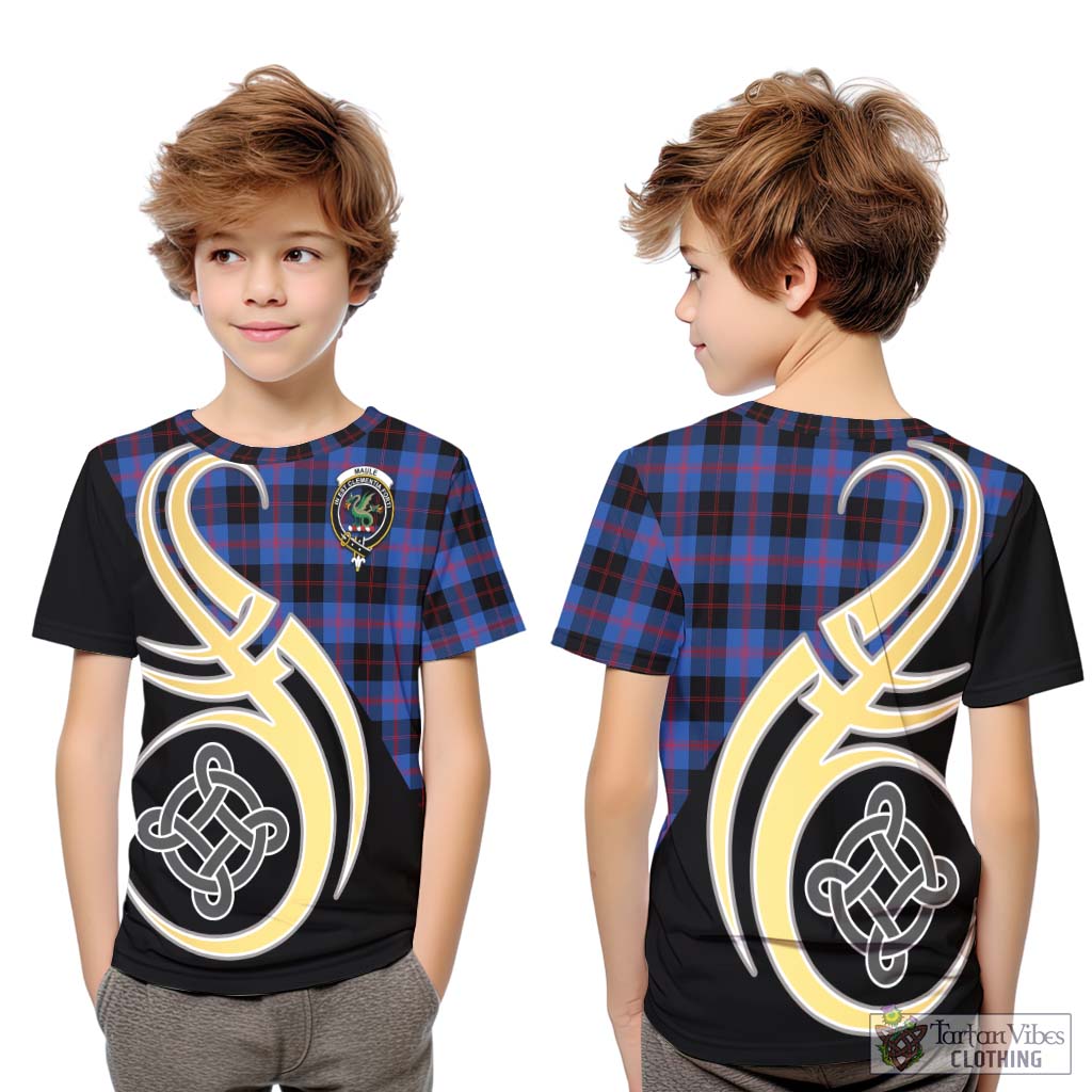 Maule Tartan Kid T-Shirt with Family Crest and Celtic Symbol Style Youth XL Size14 - Tartan Vibes Clothing