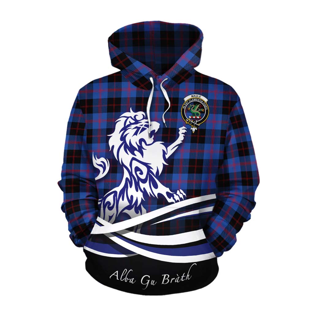 Tartan Vibes Clothing Maule Tartan Cotton Hoodie with Alba Gu Brath Regal Lion Emblem