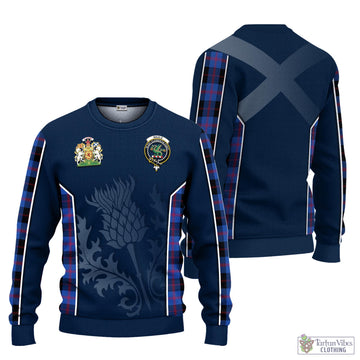 Maule Tartan Knitted Sweatshirt with Family Crest and Scottish Thistle Vibes Sport Style