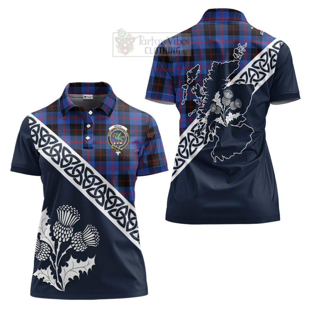 Tartan Vibes Clothing Maule Tartan Women's Polo Shirt Featuring Thistle and Scotland Map