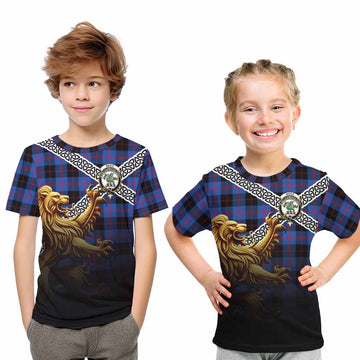 Maule Crest Tartan Kid T-Shirt with Golden Lion Emblem Celtic Style Youth XL Size14 - Tartan Vibes Clothing