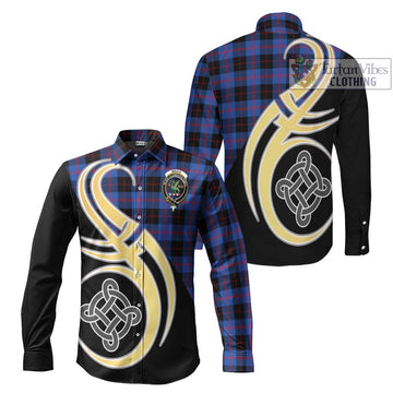 Maule Tartan Long Sleeve Button Shirt with Family Crest and Celtic Symbol Style