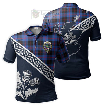 Maule Tartan Polo Shirt Featuring Thistle and Scotland Map