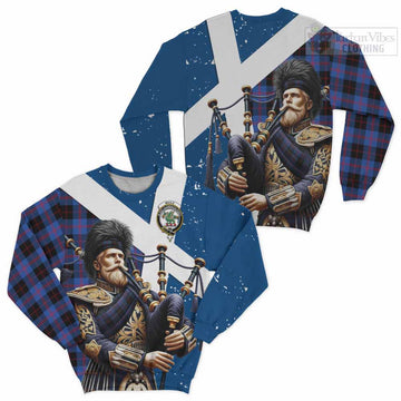 Maule Tartan Sweatshirt with Family Crest Scottish Bagpiper Vibes