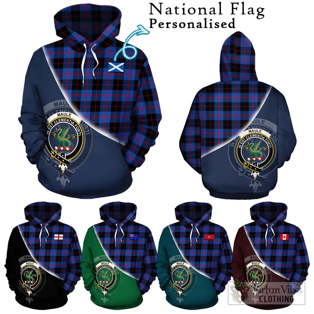 Maule Tartan Hoodie with Personalised National Flag and Family Crest Half Style Zip Hoodie - Tartanvibesclothing Shop