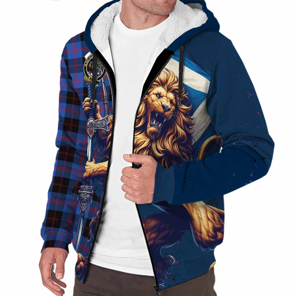 Tartan Vibes Clothing Maule Tartan Family Crest Sherpa Hoodie with Scottish Majestic Lion