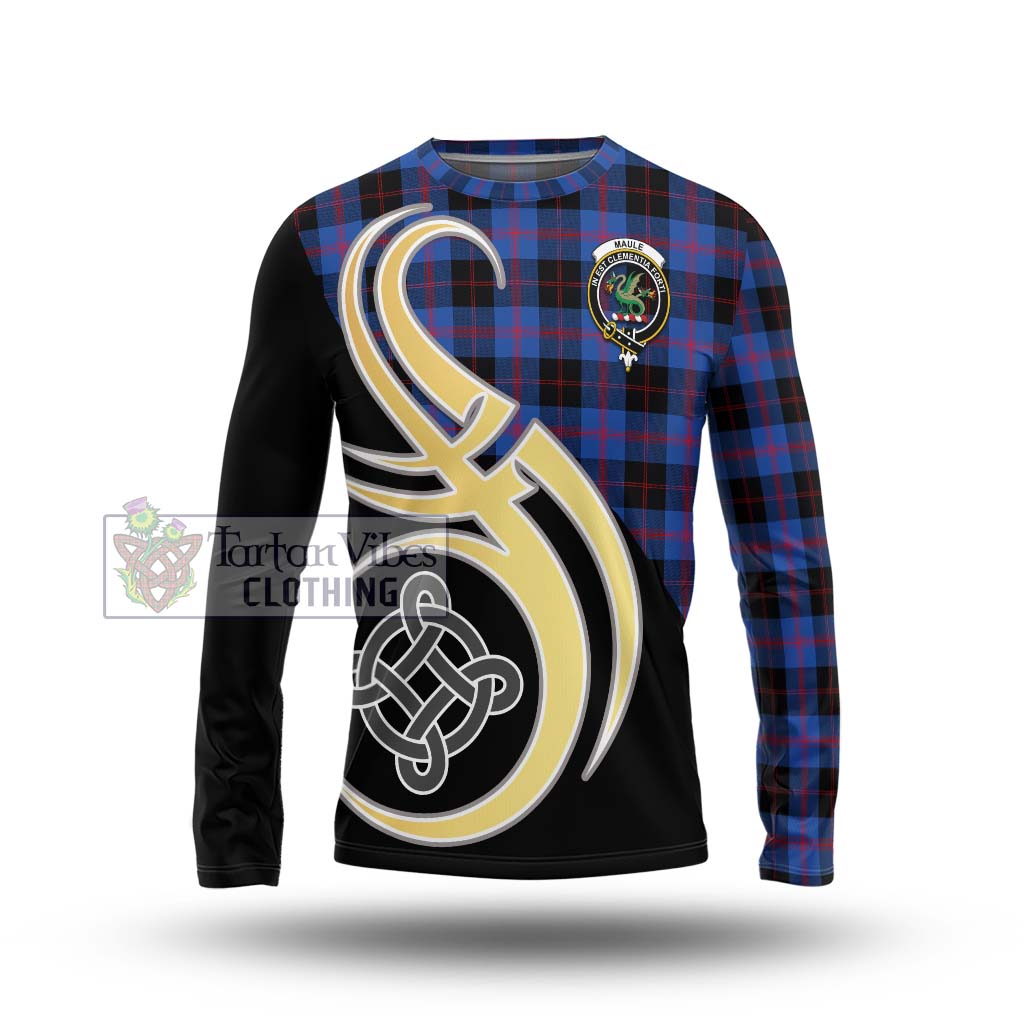 Maule Tartan Long Sleeve T-Shirt with Family Crest and Celtic Symbol Style Unisex - Tartan Vibes Clothing