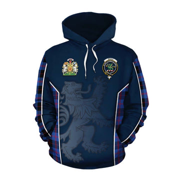 Maule Tartan Cotton Hoodie with Family Crest and Lion Rampant Vibes Sport Style