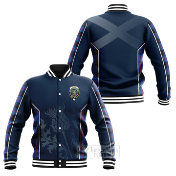 Maule Tartan Baseball Jacket with Family Crest and Scottish Thistle Vibes Sport Style