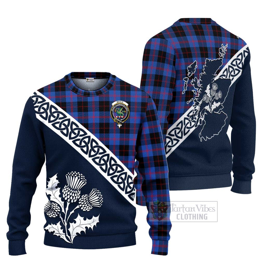 Maule Tartan Ugly Sweater Featuring Thistle and Scotland Map Unisex - Tartan Vibes Clothing