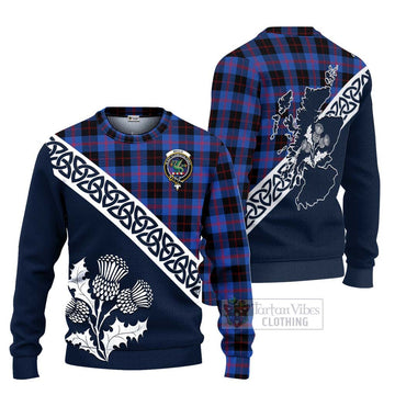 Maule Tartan Ugly Sweater Featuring Thistle and Scotland Map