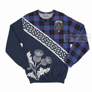 Maule Tartan Sweatshirt Featuring Thistle and Scotland Map