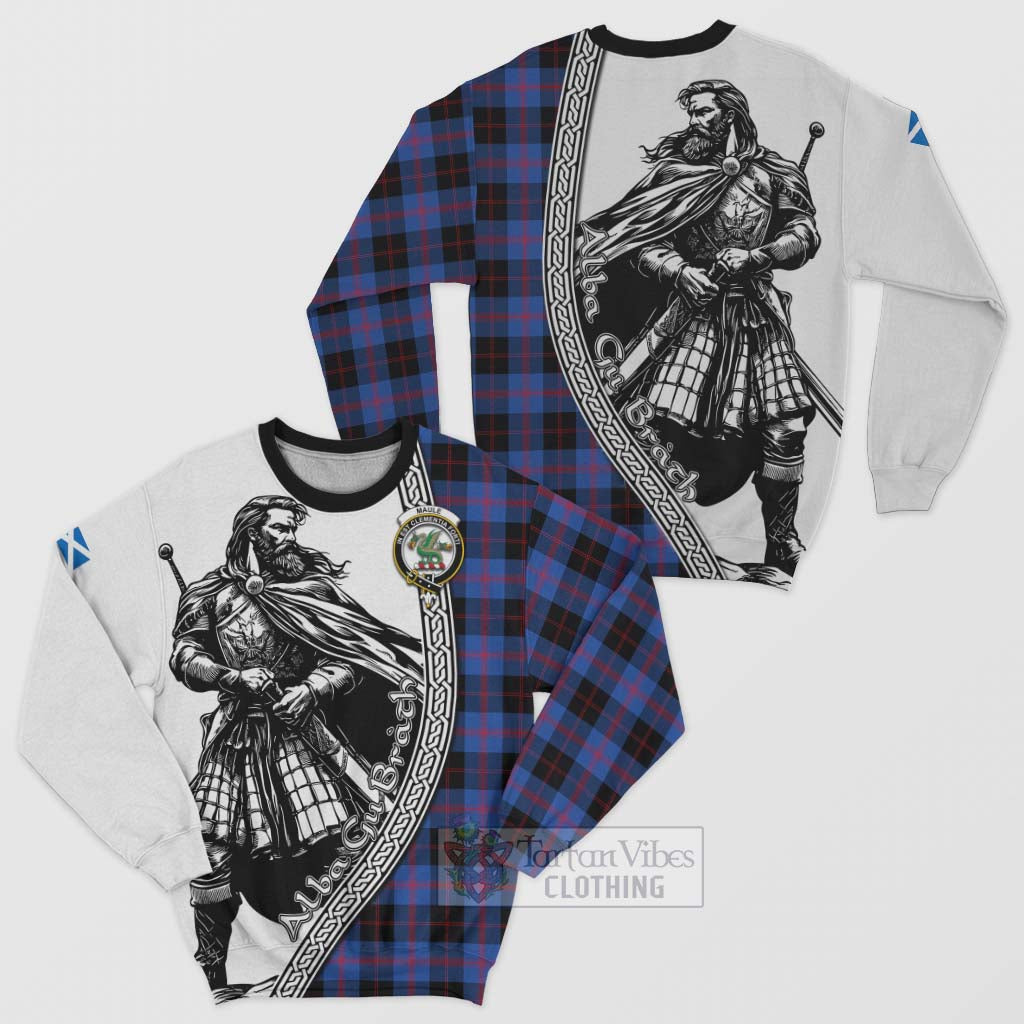 Tartan Vibes Clothing Maule Tartan Clan Crest Sweatshirt with Highlander Warrior Celtic Style