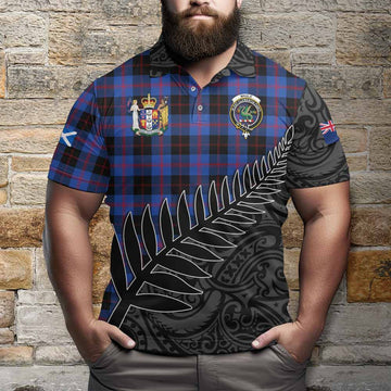 Maule Crest Tartan Polo Shirt with New Zealand Silver Fern Half Style