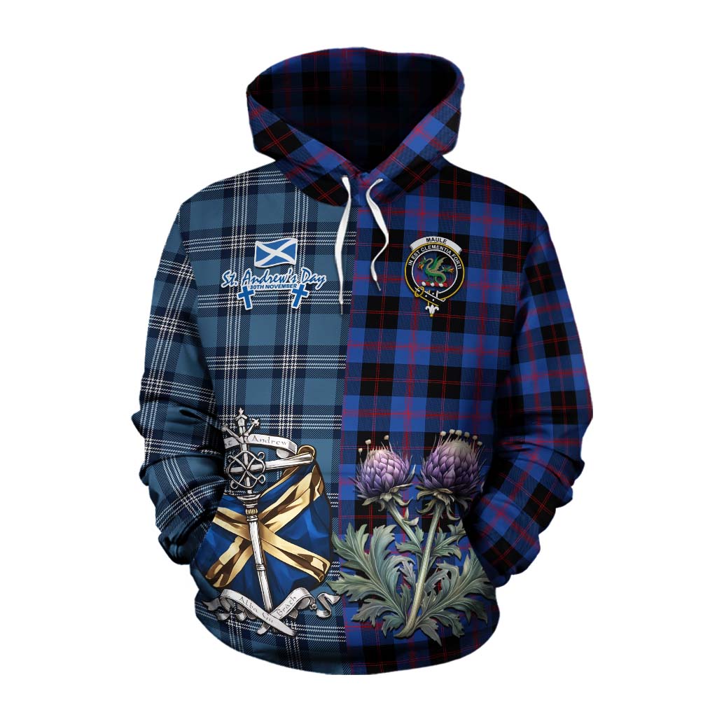 Tartan Vibes Clothing Maule Tartan Cotton Hoodie Happy St. Andrew's Day Half Tartan Style