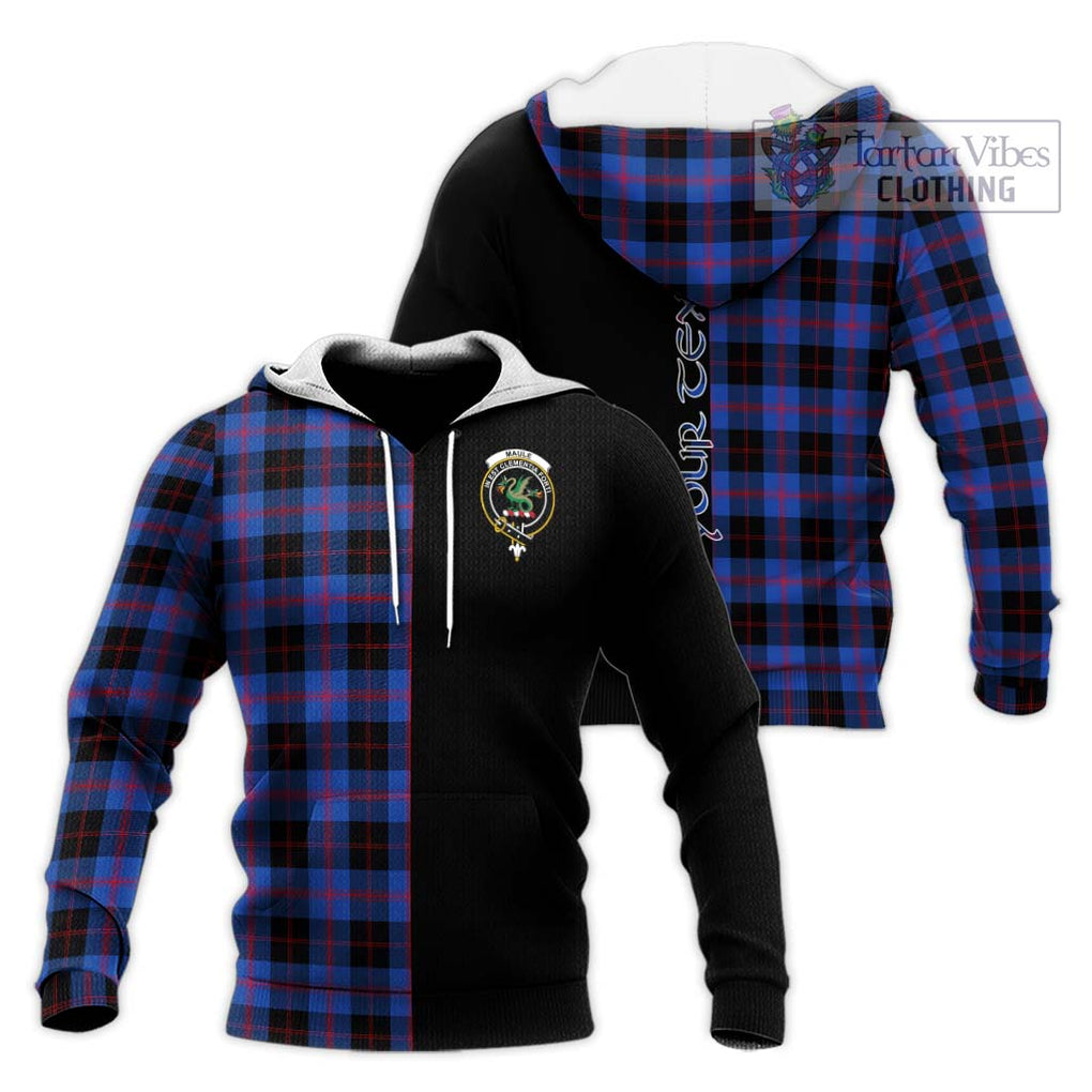 Maule Tartan Knitted Hoodie with Family Crest and Half Of Me Style Unisex Knitted Pullover Hoodie - Tartanvibesclothing Shop