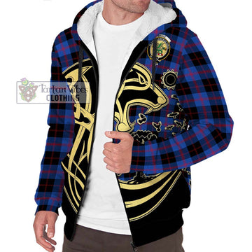 Maule Tartan Sherpa Hoodie with Family Crest Celtic Wolf Style