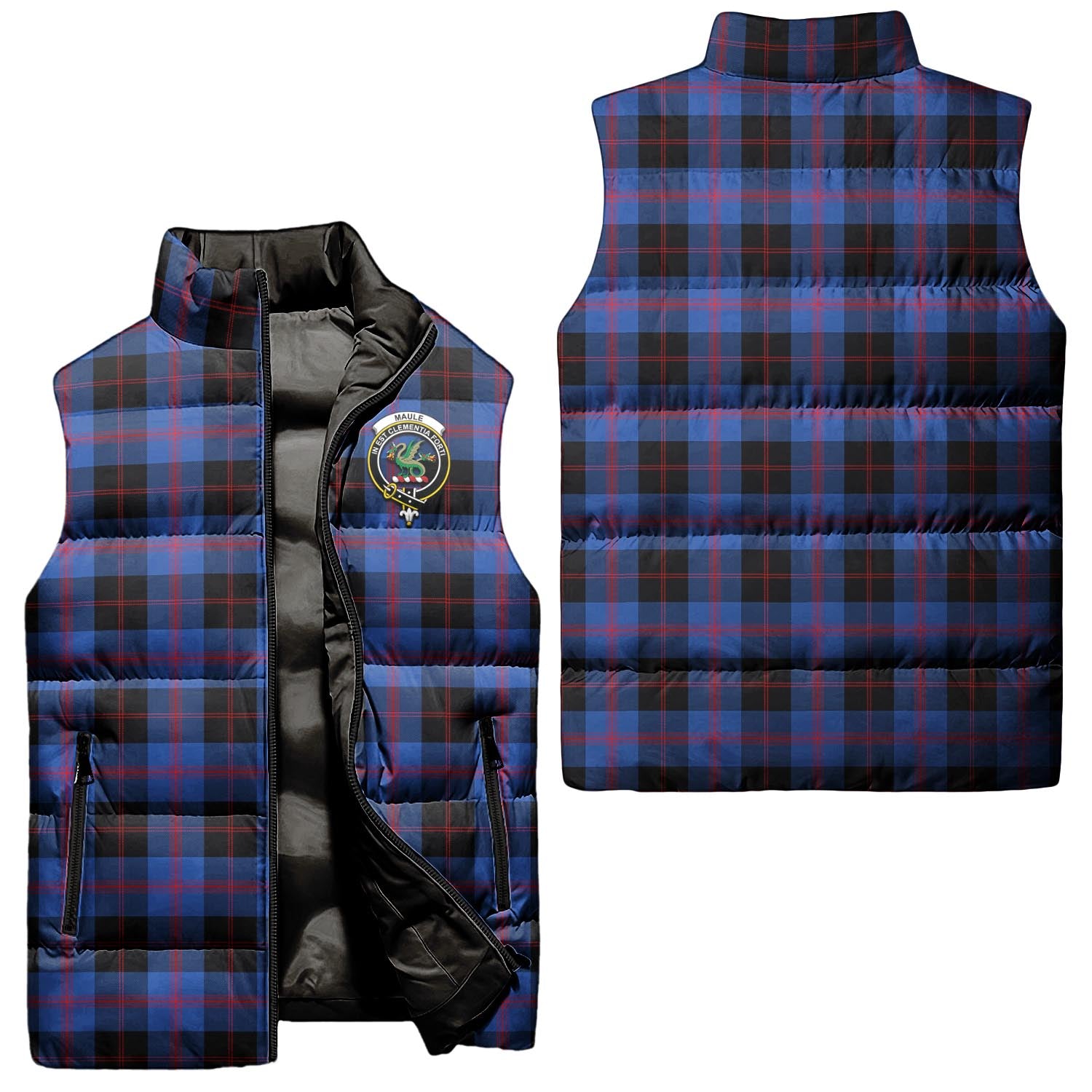 Maule Tartan Sleeveless Puffer Jacket with Family Crest Unisex - Tartanvibesclothing