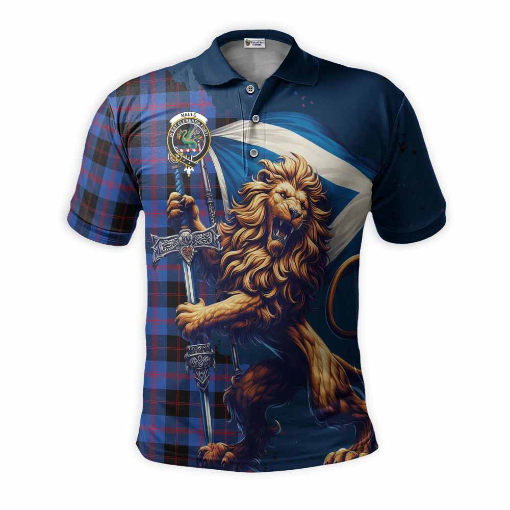 Tartan Vibes Clothing Maule Tartan Family Crest Men's Polo Shirt with Scottish Majestic Lion