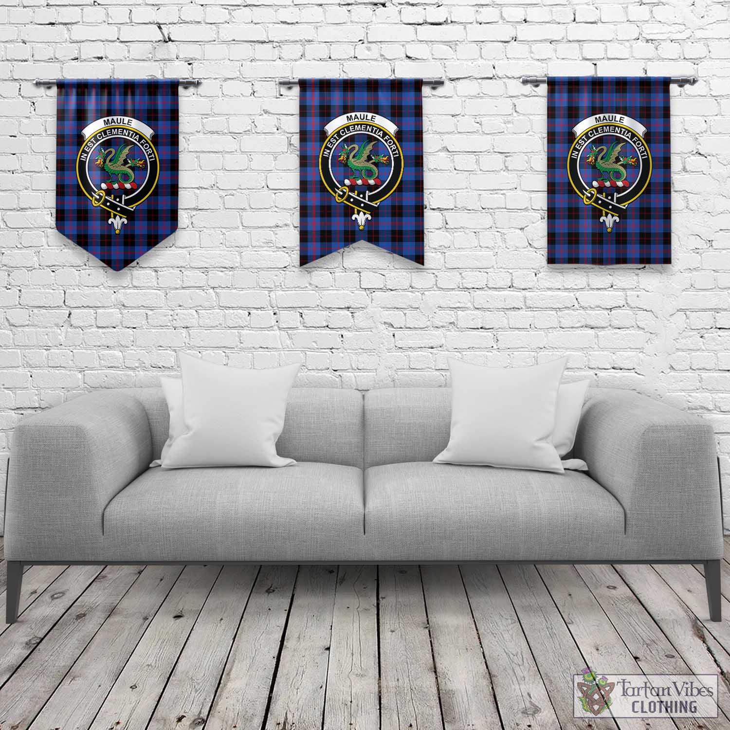 Tartan Vibes Clothing Maule Tartan Gonfalon, Tartan Banner with Family Crest