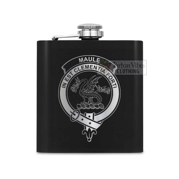 Maule Crest Hip Flask Set 7oz Black Stainless Steel with A Gift Box