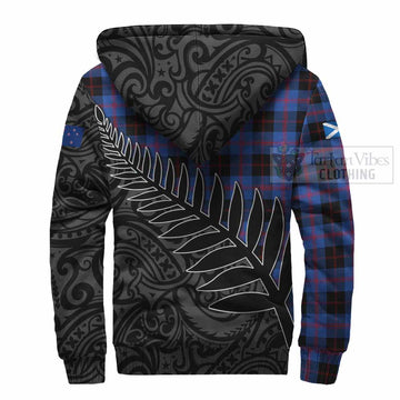 Maule Crest Tartan Sherpa Hoodie with New Zealand Silver Fern Half Style