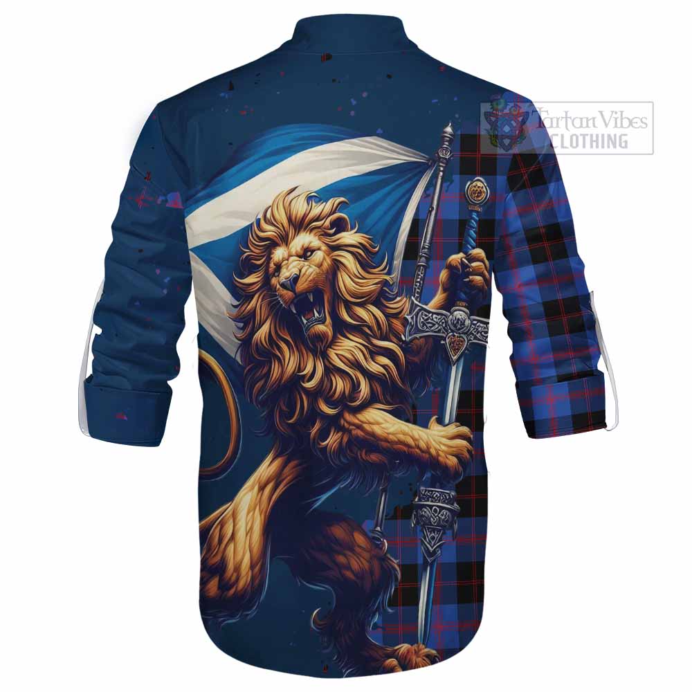 Tartan Vibes Clothing Maule Tartan Family Crest Ghillie Kilt Shirt with Scottish Majestic Lion