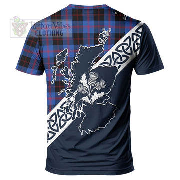 Maule Tartan T-Shirt Featuring Thistle and Scotland Map