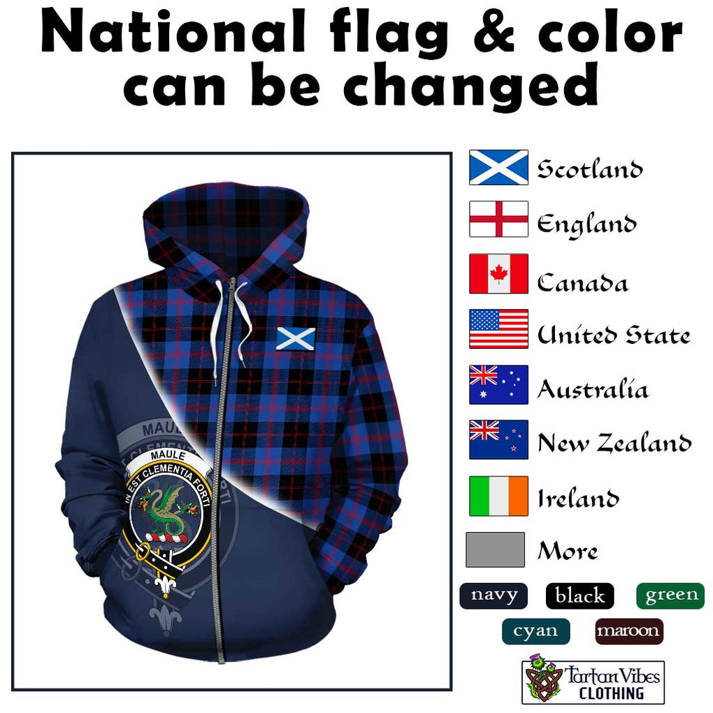 Maule Tartan Hoodie with Personalised National Flag and Family Crest Half Style - Tartanvibesclothing Shop