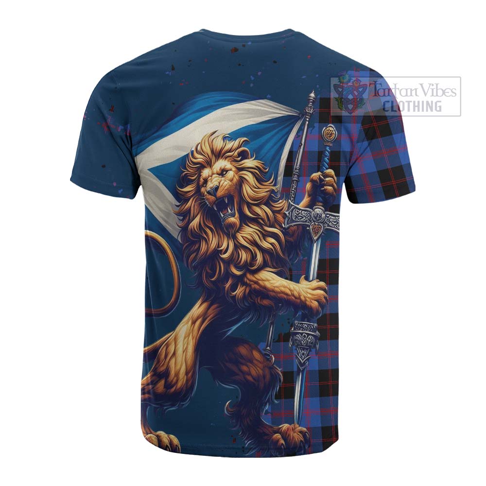 Tartan Vibes Clothing Maule Tartan Family Crest Cotton T-shirt with Scottish Majestic Lion