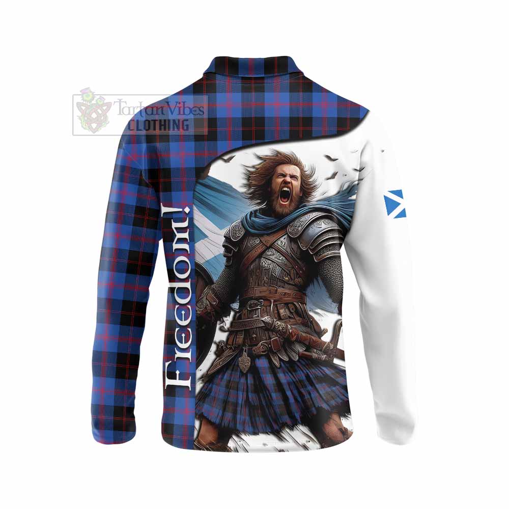 Tartan Vibes Clothing Maule Crest Tartan Long Sleeve Polo Shirt Inspired by the Freedom of Scottish Warrior