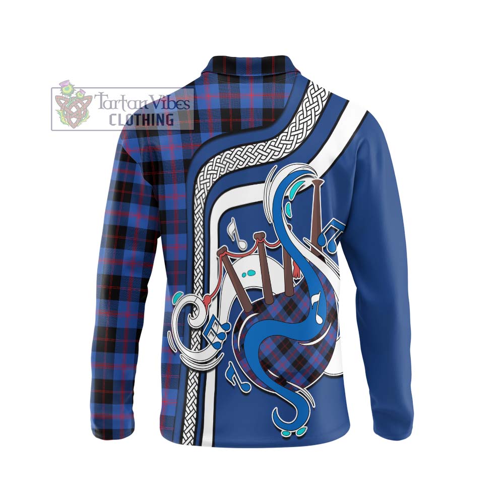 Tartan Vibes Clothing Maule Tartan Long Sleeve Polo Shirt with Epic Bagpipe Style