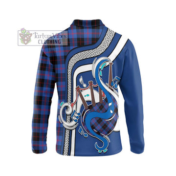 Maule Tartan Long Sleeve Polo Shirt with Epic Bagpipe Style