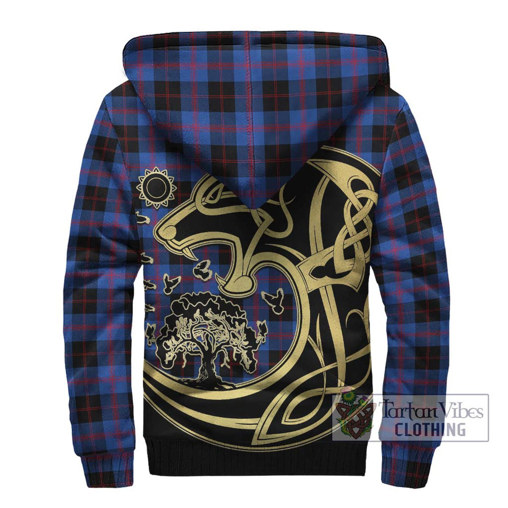 Maule Tartan Sherpa Hoodie with Family Crest Celtic Wolf Style - Tartan Vibes Clothing