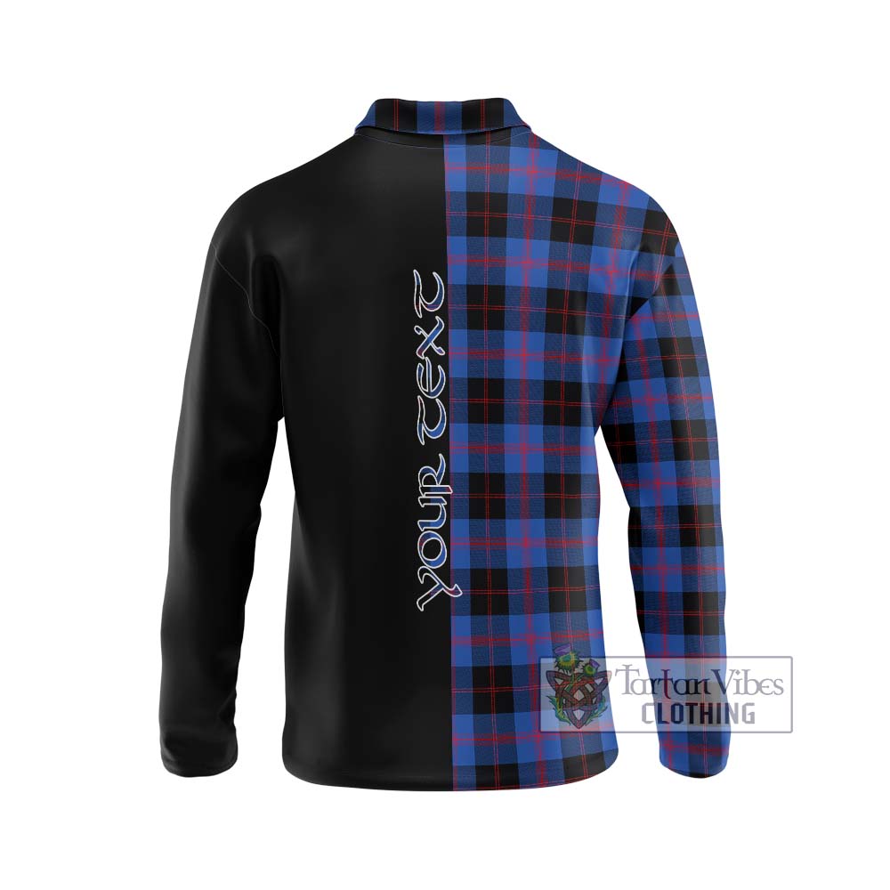 Maule Tartan Long Sleeve Polo Shirt with Family Crest and Half Of Me Style - Tartanvibesclothing Shop