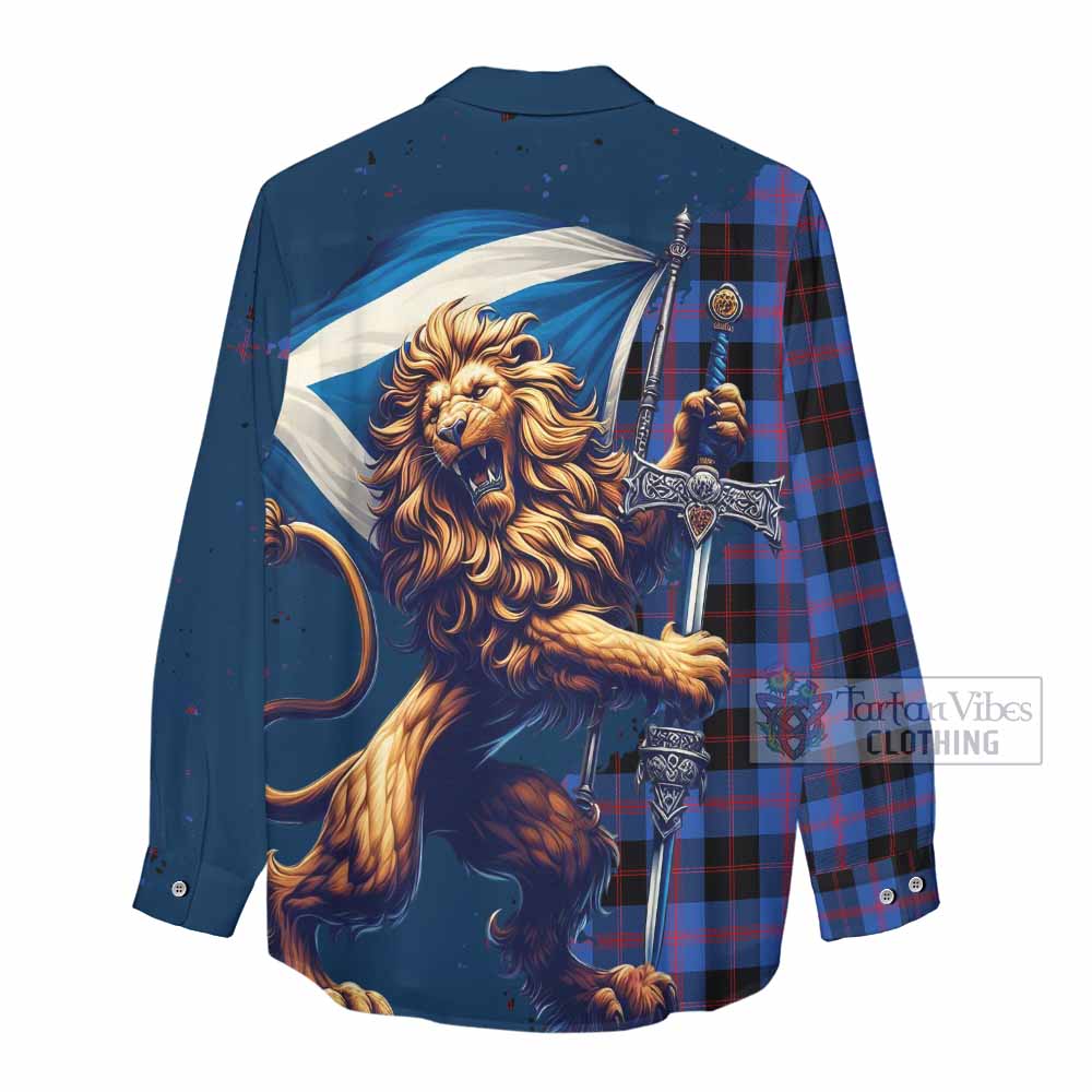 Tartan Vibes Clothing Maule Tartan Family Crest Women's Casual Shirt with Scottish Majestic Lion