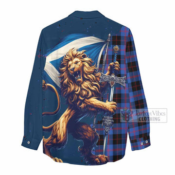 Maule Tartan Family Crest Women's Casual Shirt with Scottish Majestic Lion