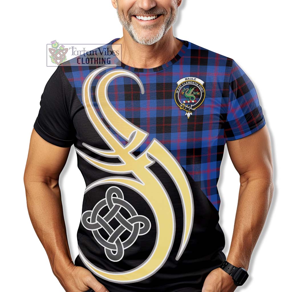 Tartan Vibes Clothing Maule Tartan T-Shirt with Family Crest and Celtic Symbol Style