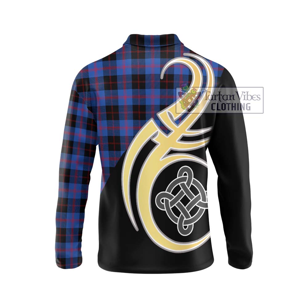 Maule Tartan Long Sleeve Polo Shirt with Family Crest and Celtic Symbol Style - Tartan Vibes Clothing