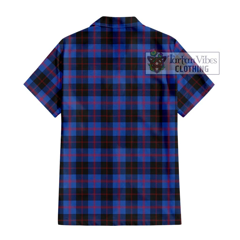 Maule Tartan Short Sleeve Button Shirt with Family Crest DNA In Me Style - Tartanvibesclothing Shop