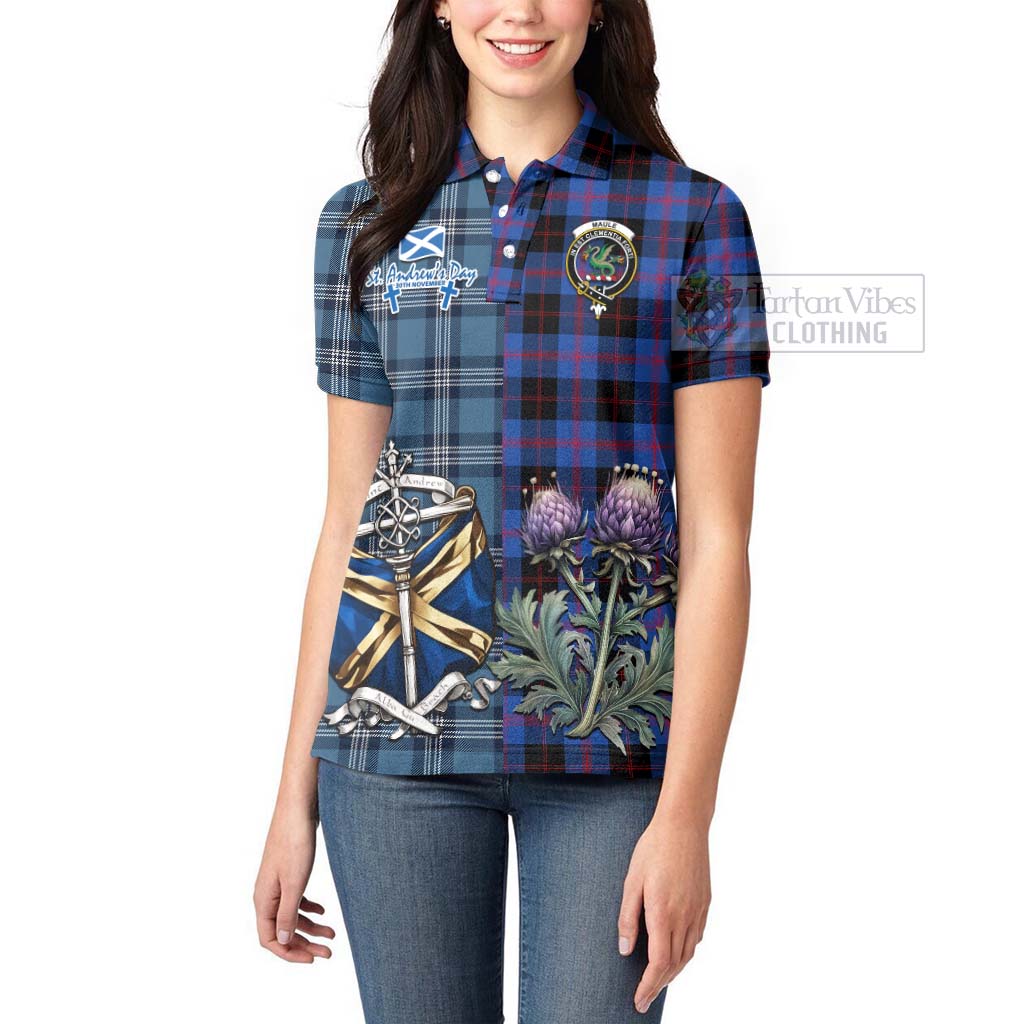 Tartan Vibes Clothing Maule Tartan Women's Polo Shirt Happy St. Andrew's Day Half Tartan Style