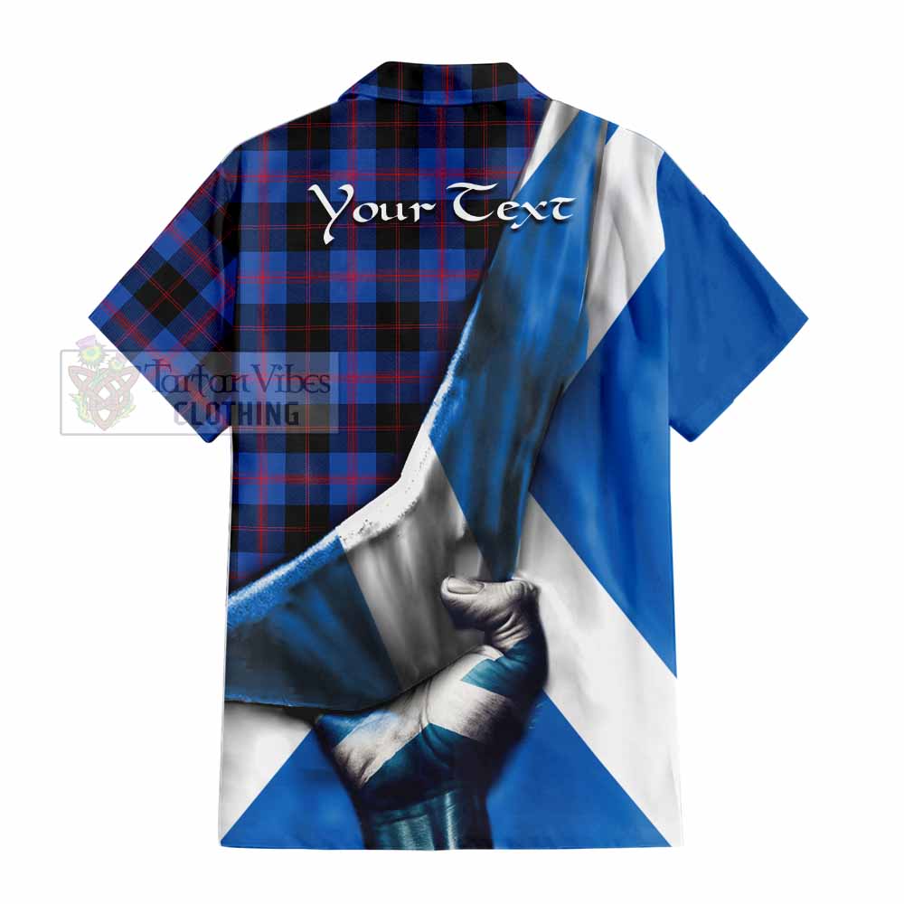 Tartan Vibes Clothing Maule Tartan Short Sleeve Button Shirt with Family Crest Scotland Patriotic Style