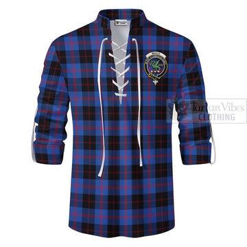 Maule Tartan Ghillie Kilt Shirt with Family Crest Celtic Skull Style