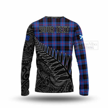 Maule Crest Tartan Long Sleeve T-Shirt with New Zealand Silver Fern Half Style