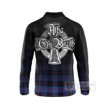 Maule Tartan Long Sleeve Polo Shirt Featuring Alba Gu Brath Family Crest Celtic Inspired